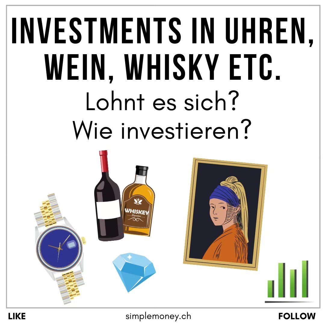 Alternative Anlagen 📈 Alternative Investments wie Uhren, Whisky und Wein erfreuen sich immer grösseren Beliebtheit. Doch lohnt sich ein Investment in diese Anlagen, bzw. welche Renditen und Risiken kannst du erwarten? Wie ist es als Privatanleger überhaupt möglich bereits ab 50.- in Luxusuhren und seltene Weine zu investieren? 📝 Die Antwort auf diese Fragen und&hellip;