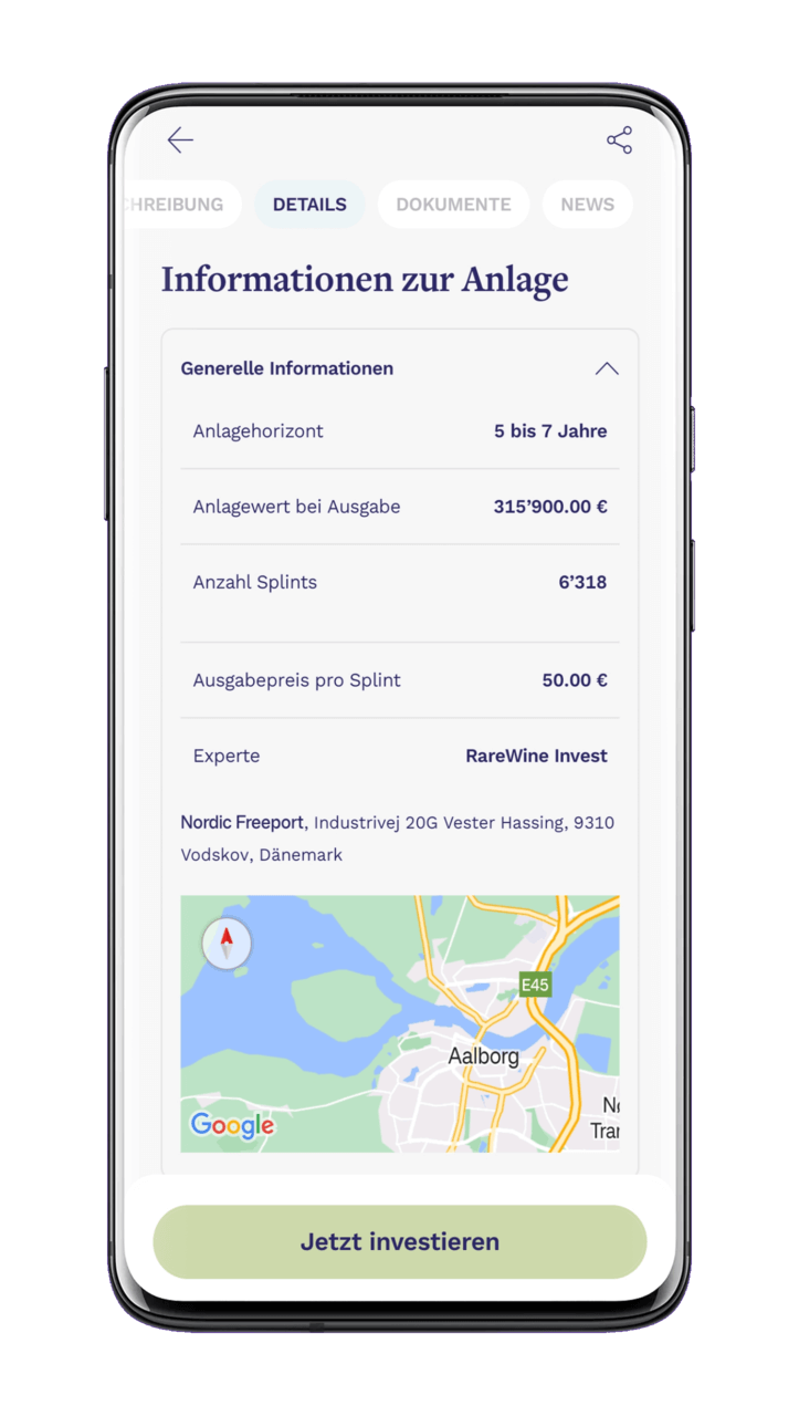 Splint Invest App - Details Sachwert