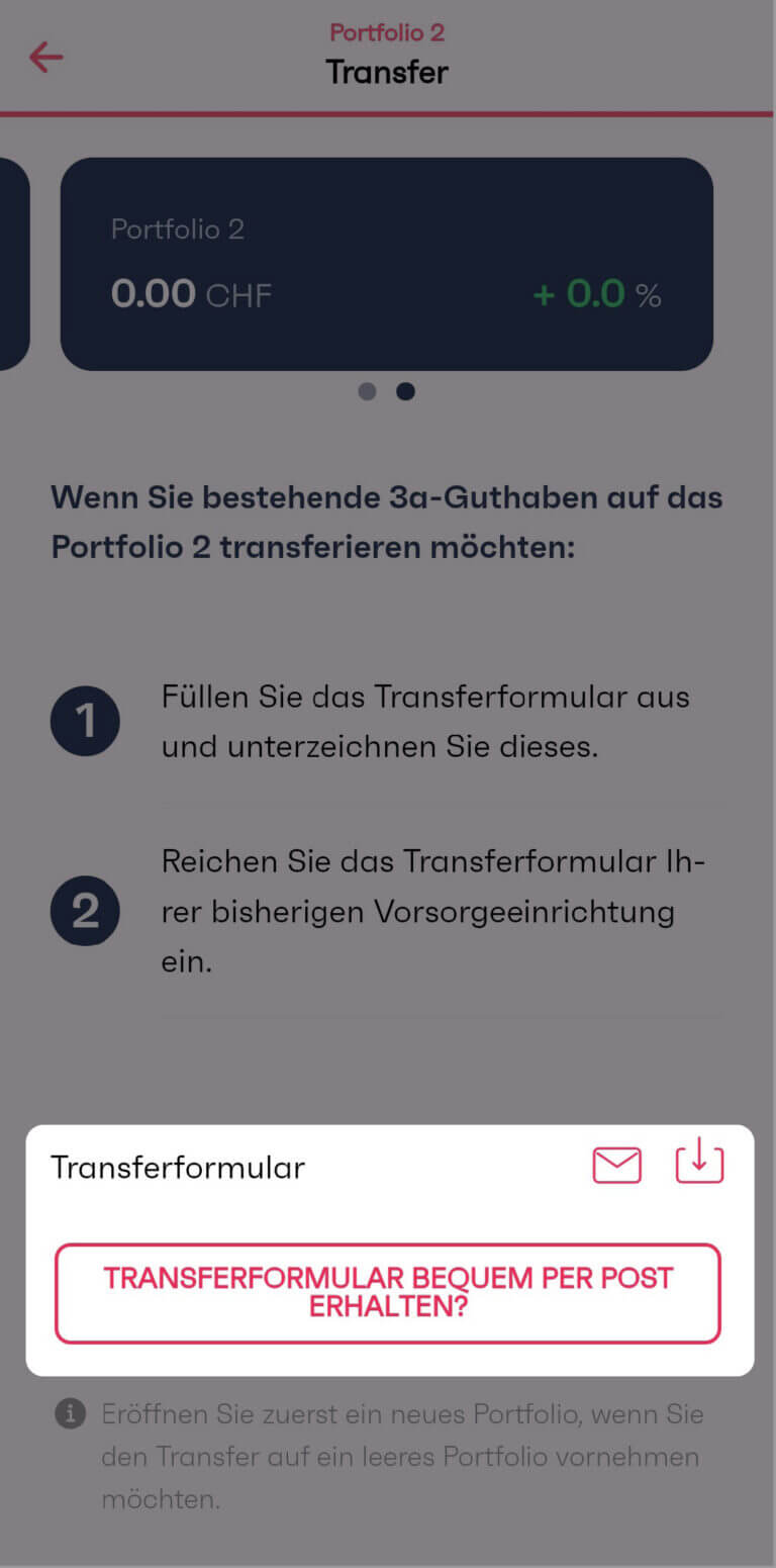 Tranferformular erhalten und ausfüllen