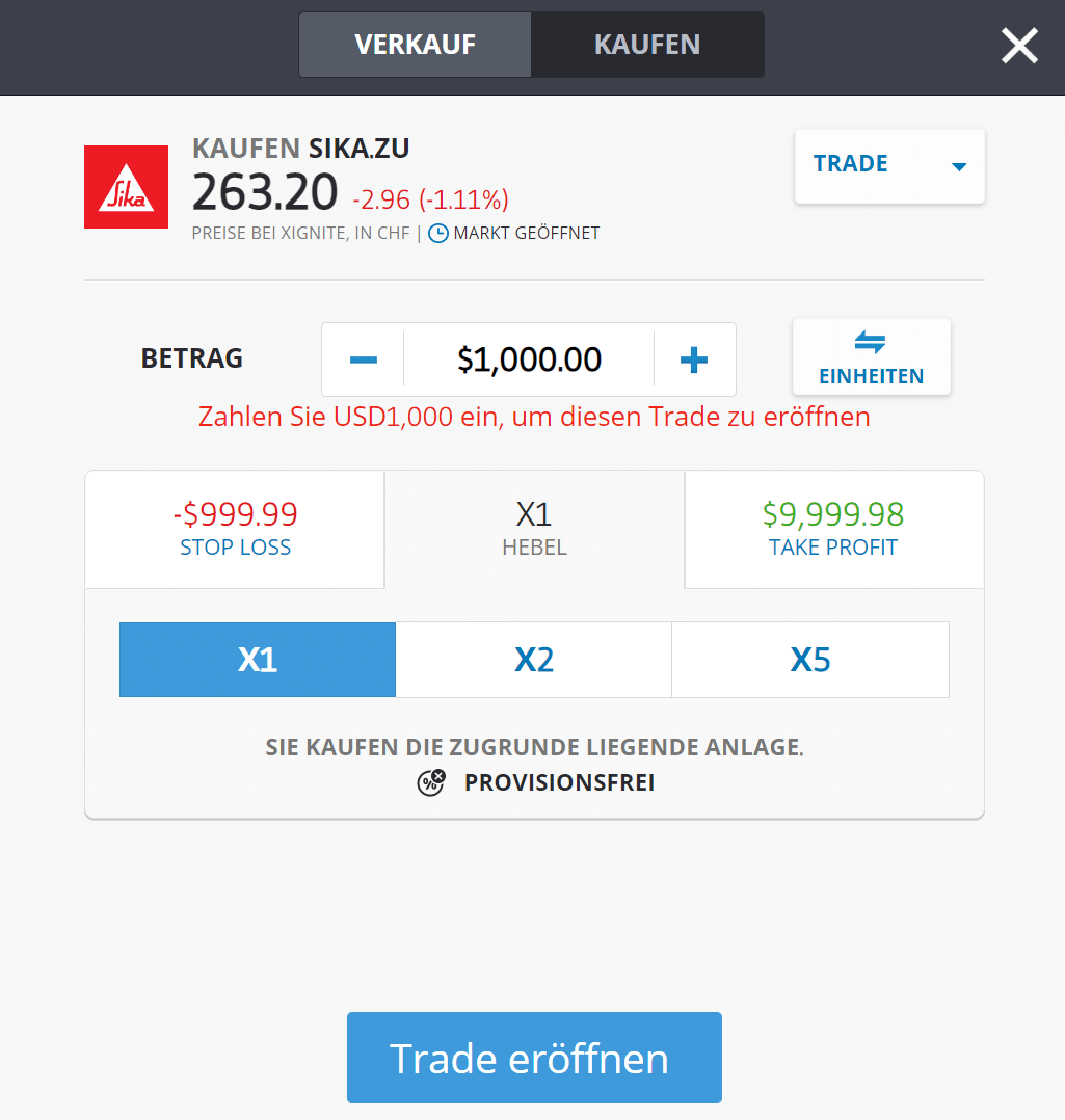 eToro Aktienkauf ohne Gebühr