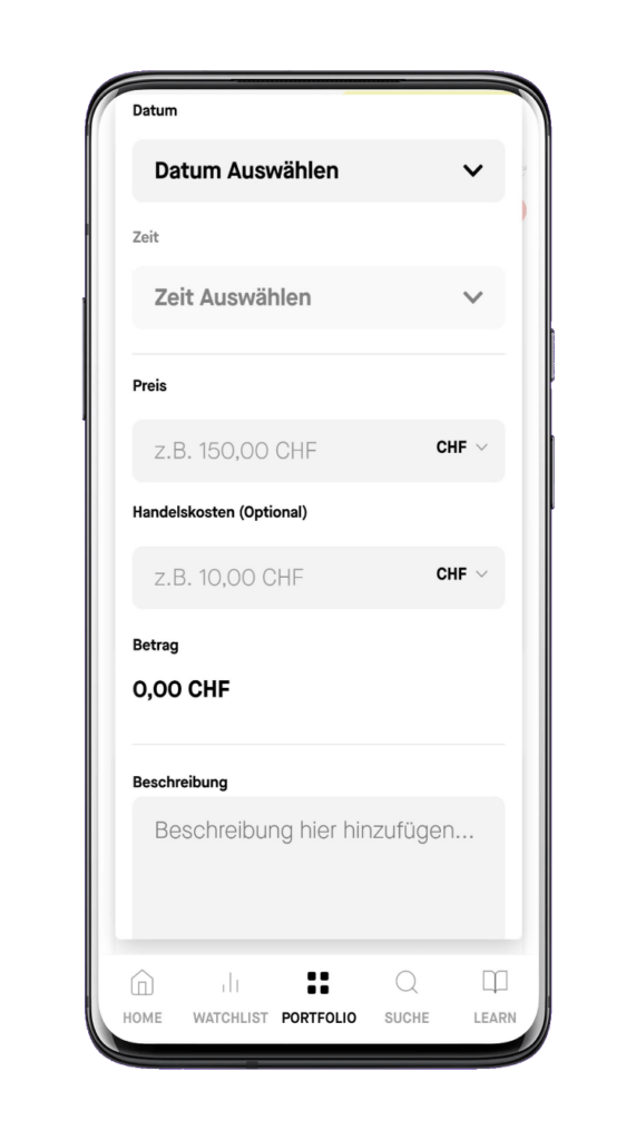 getquin ETF Transaktion hinzufügen